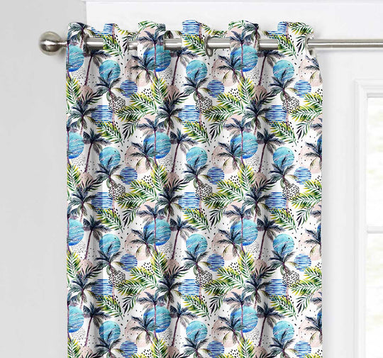 Ultimate Trends Premium Polyester Fancy Floral Curtain For Home Décor Sky Blue and Green Color, 1 Piece