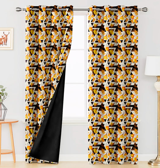 Ultimate Trends Premium Polyester Fancy Floral Curtain For Home Décor Yellow and Brown Color, 1 Piece