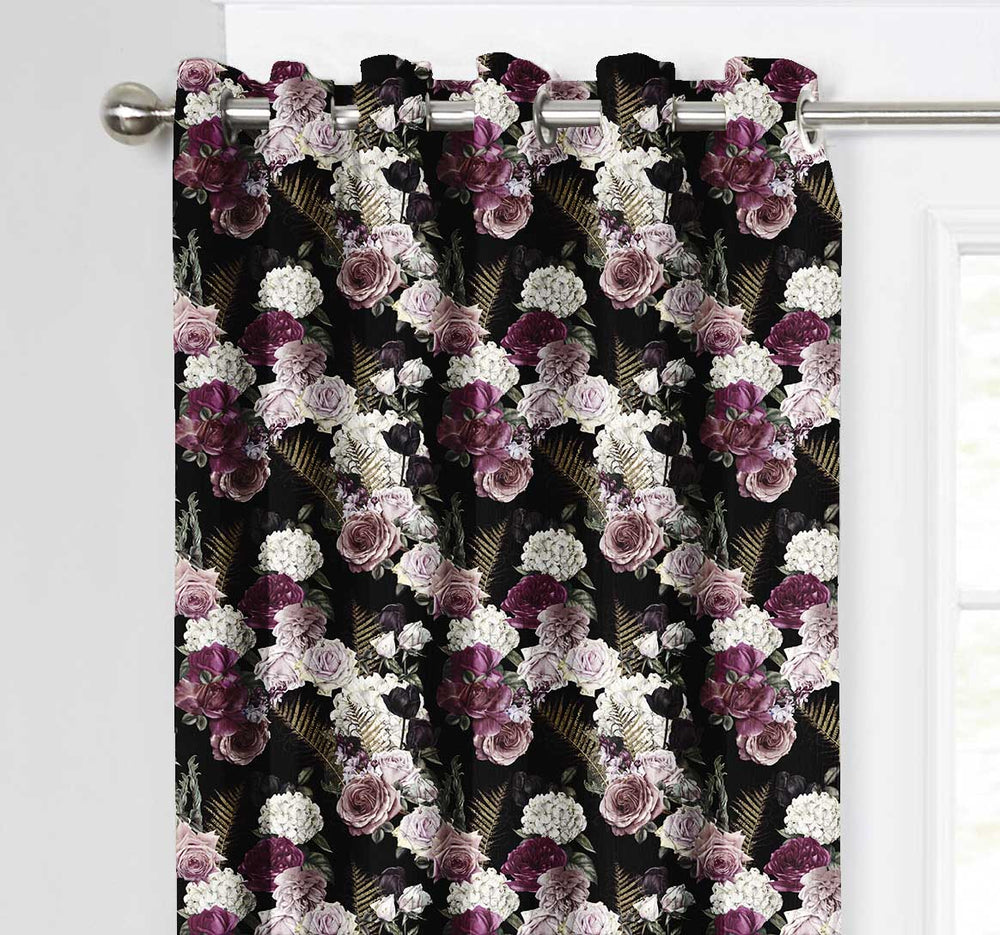 Ultimate Trends Premium Polyester Fancy Floral Curtain For Home Décor Black Color, 1 Piece