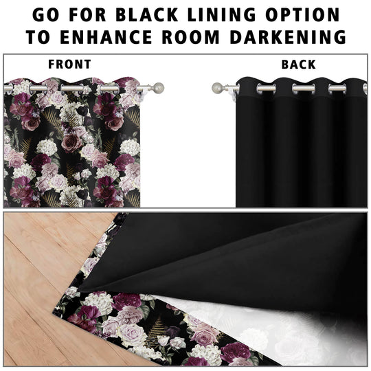 Ultimate Trends Premium Polyester Fancy Floral Curtain For Home Décor Black Color, 1 Piece