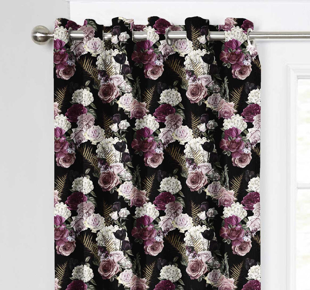 Ultimate Trends Premium Polyester Fancy Floral Curtain For Home Décor Black Color, 1 Piece