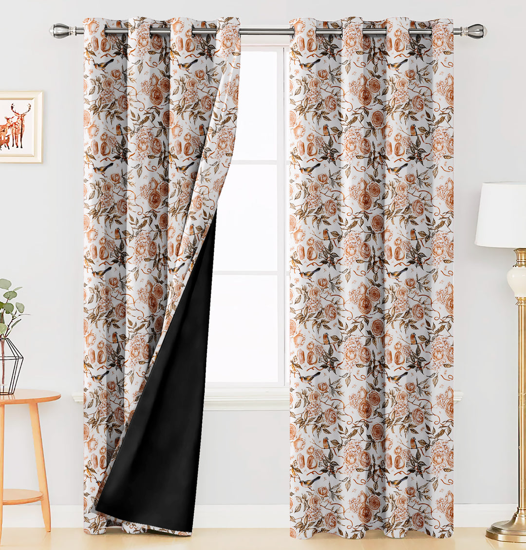 Ultimate Trends Premium Polyester Fancy Floral Curtain For Home Décor White and Brown Color, 1 Piece