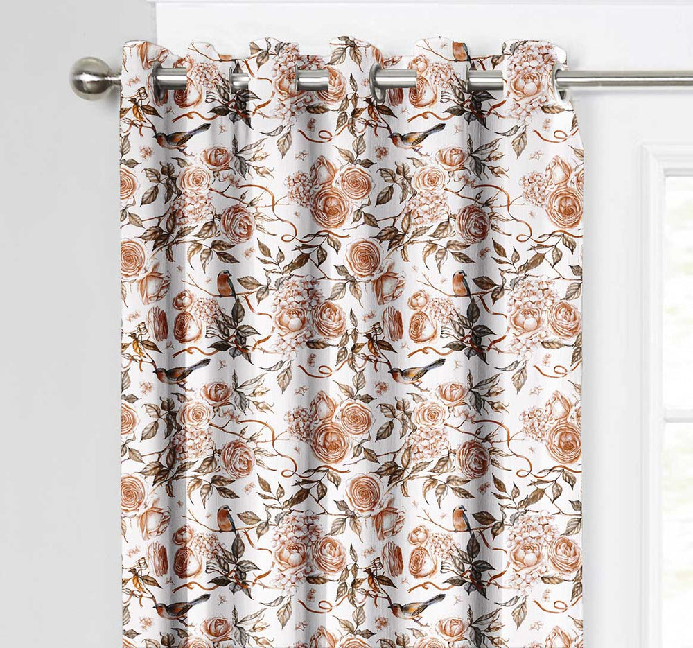 Ultimate Trends Premium Polyester Fancy Floral Curtain For Home Décor Light Brown Color, 1 Piece