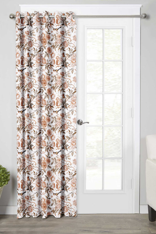 Ultimate Trends Premium Polyester Fancy Floral Curtain For Home Décor White and Brown Color, 1 Piece