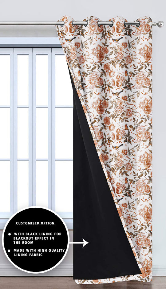 Ultimate Trends Premium Polyester Fancy Floral Curtain For Home Décor White and Brown Color, 1 Piece