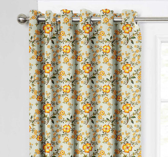 Ultimate Trends Premium Polyester Fancy Floral Curtain For Home Décor Stone Grey Color, 1 Piece