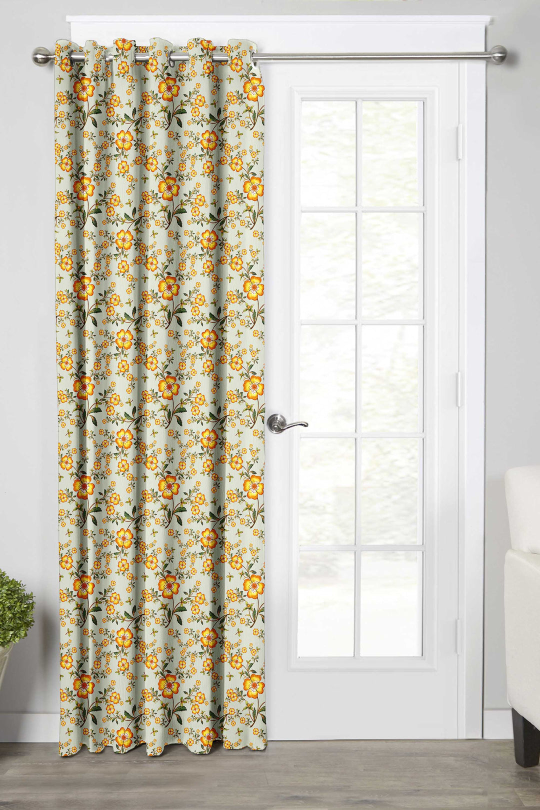 Ultimate Trends Premium Polyester Fancy Floral Curtain For Home Décor Stone Grey Color, 1 Piece