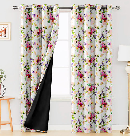 Ultimate Trends Premium Polyester Fancy Floral Curtain For Home Décor White and Pink Color, 1 Piece