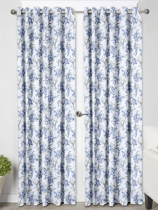 Ultimate Trends Premium Polyester Fancy Floral Curtain For Home Décor White Color, 1 Piece