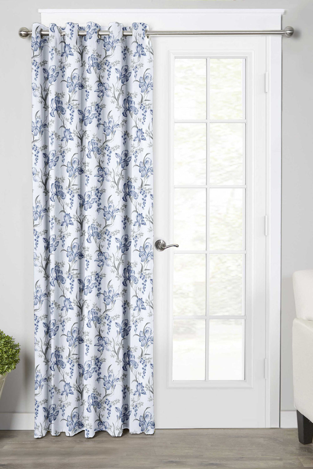 Ultimate Trends Premium Polyester Fancy Floral Curtain For Home Décor White and Blue Color, 1 Piece