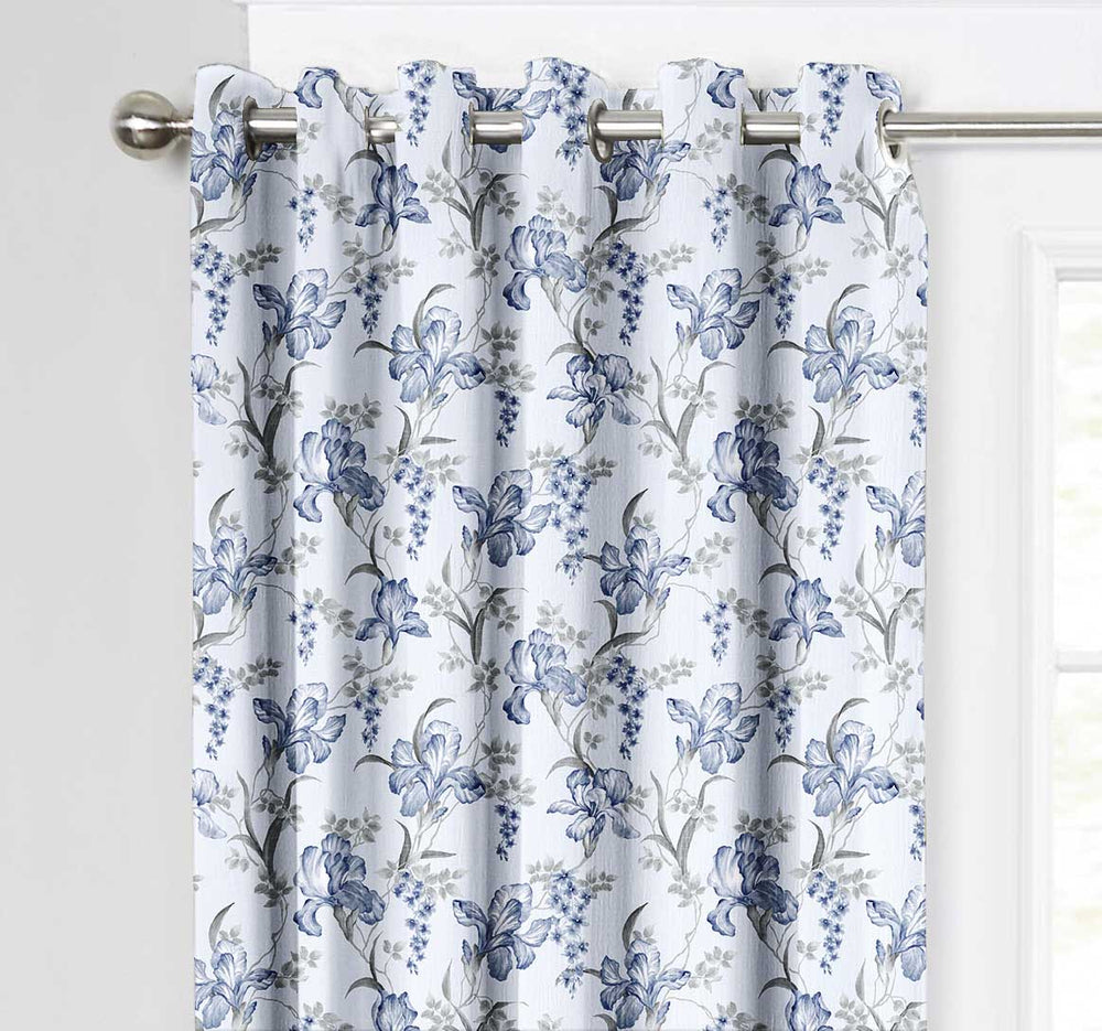 Ultimate Trends Premium Polyester Fancy Floral Curtain For Home Décor White and Blue Color, 1 Piece