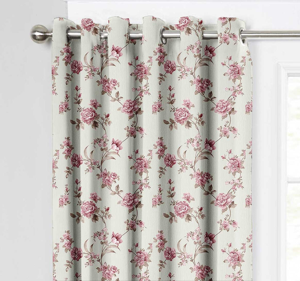 Ultimate Trends Premium Polyester Fancy Floral Curtain For Home Décor Cloud Grey Color, 1 Piece