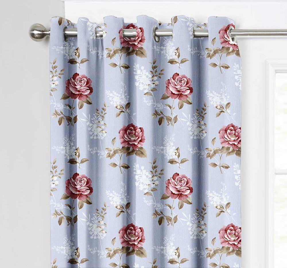 Ultimate Trends Premium Polyester Fancy Floral Curtain For Home Décor Grey and Red Color, 1 Piece