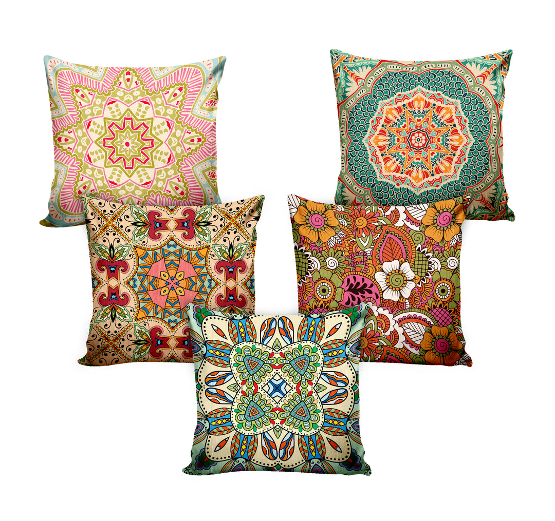 Ajrakh Light, Cushion Covers SET of 5