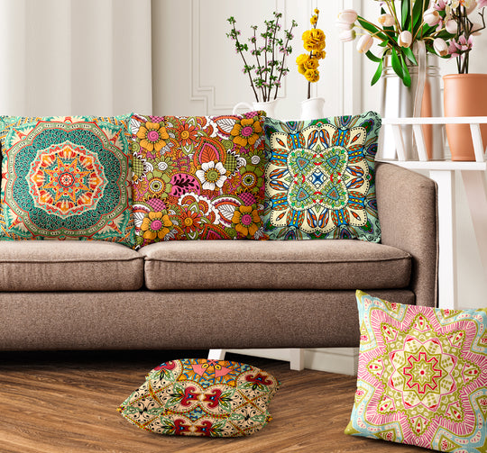 Ajrakh Light, Cushion Covers SET of 5