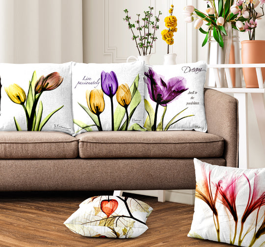 Floral White, Cushion Covers SET of 5