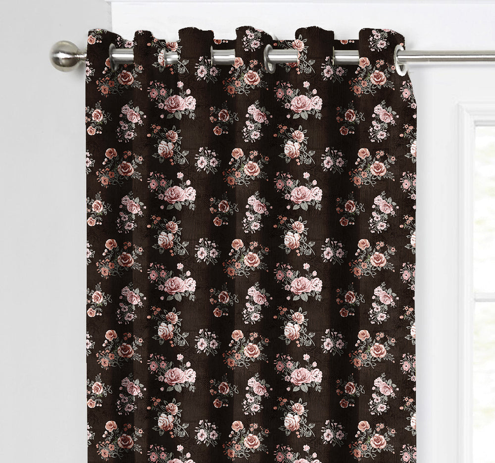 Ultimate Trends Premium Polyester Fancy Floral Curtain For Home Décor Coffee Color, 1 Piece