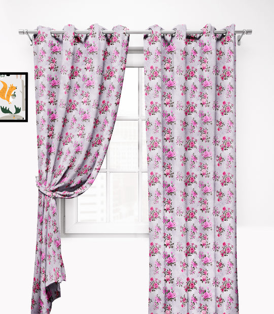 Ultimate Trends Premium Polyester Fancy Floral Curtain For Home Décor Grey Color, 1 Piece