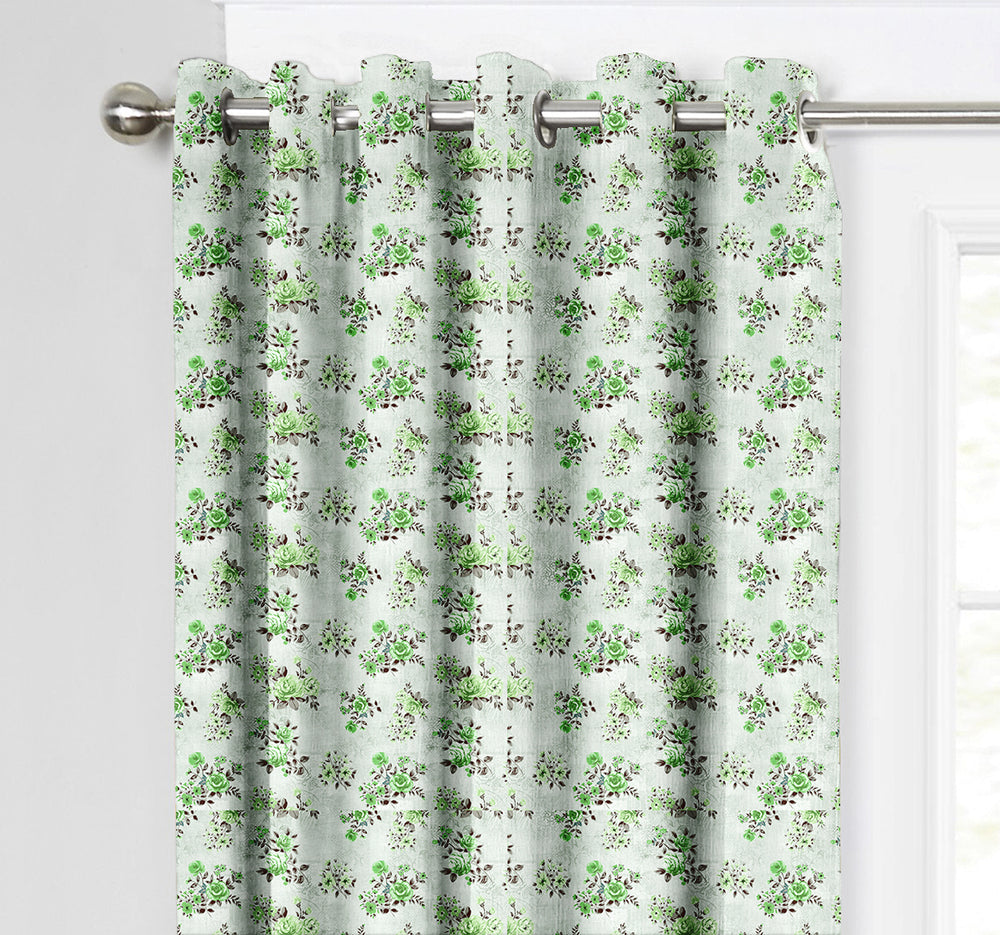 Ultimate Trends Premium Polyester Fancy Floral Curtain For Home Décor Green Color, 1 Piece