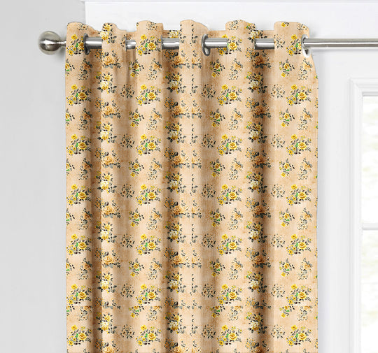 Ultimate Trends Premium Polyester Fancy Floral Curtain For Home Décor Yellow Color, 1 Piece