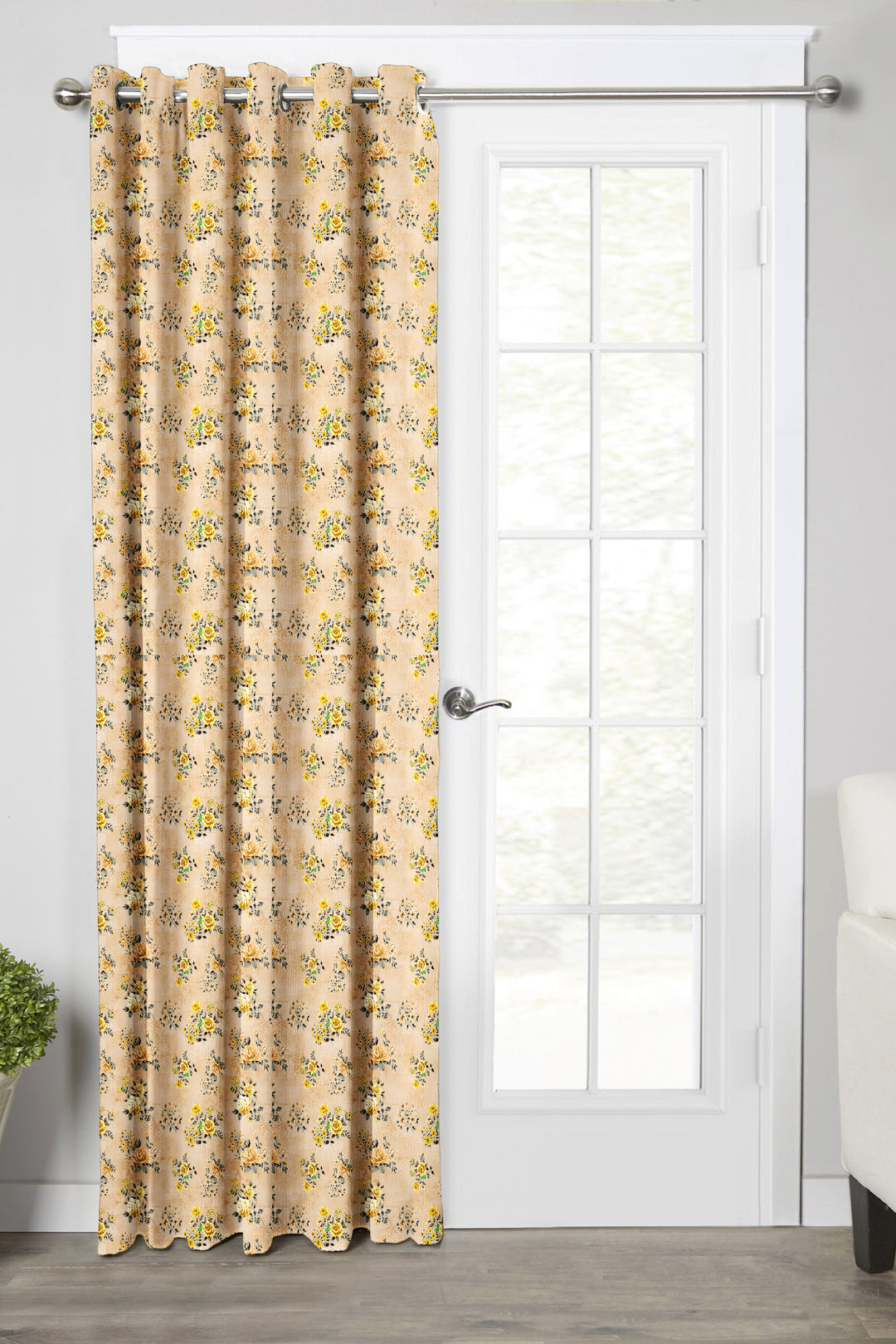 Ultimate Trends Premium Polyester Fancy Floral Curtain For Home Décor Yellow Color, 1 Piece