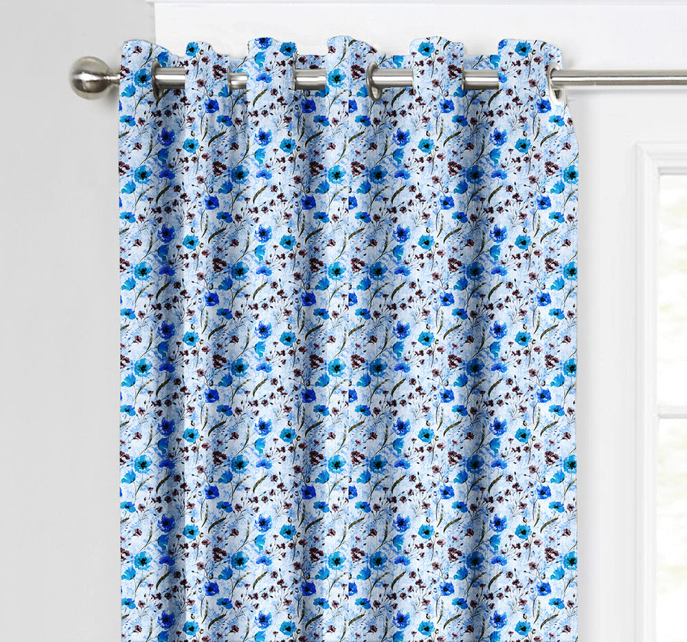 Ultimate Trends Premium Polyester Fancy Floral Curtain For Home Décor Blue Color, 1 Piece