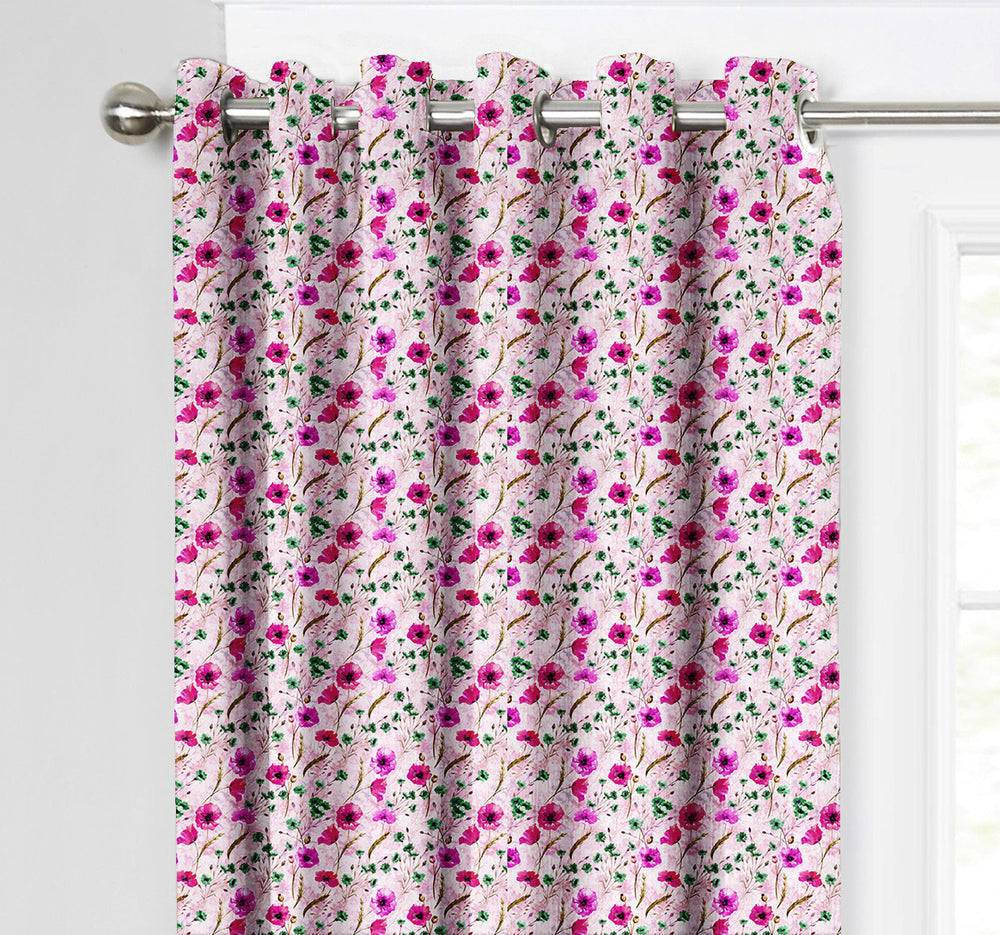 Ultimate Trends Premium Polyester Fancy Floral Curtain For Home Décor Pink Color, 1 Piece