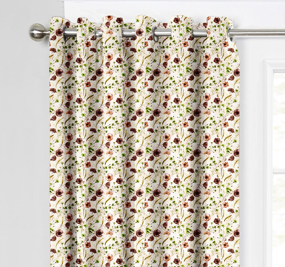 Ultimate Trends Premium Polyester Fancy Floral Curtain For Home Décor Coffee Color, 1 Piece