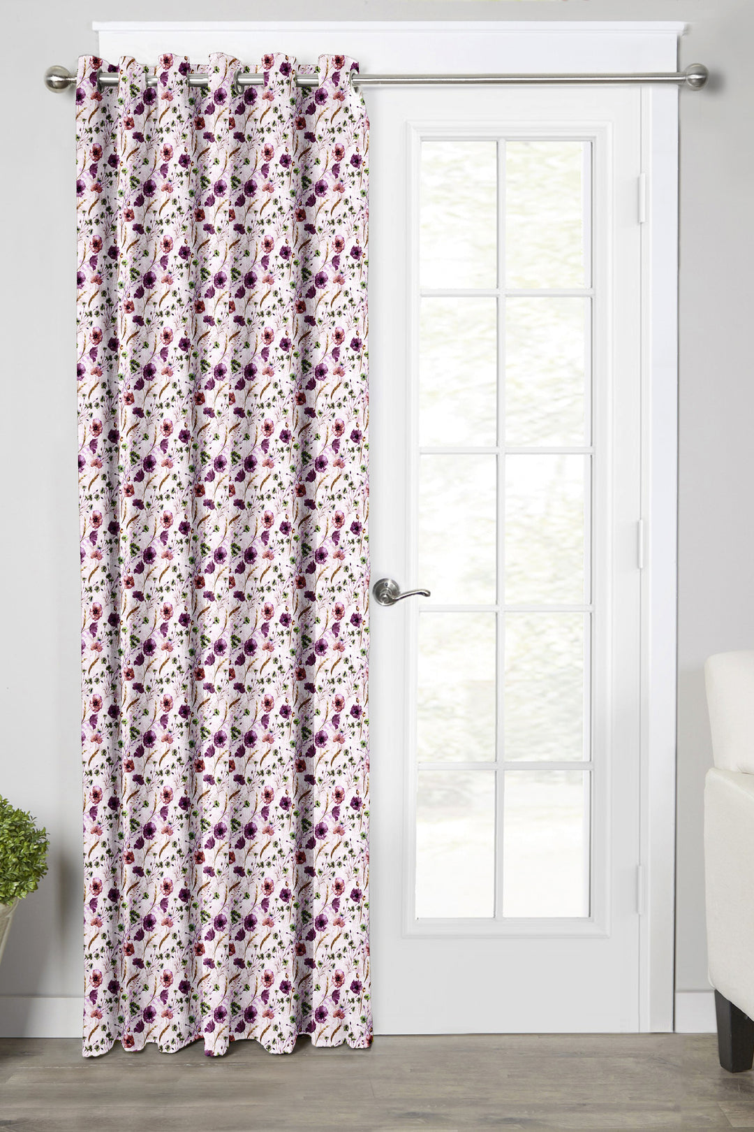 Ultimate Trends Premium Polyester Fancy Floral Curtain For Home Décor Wine Color, 1 Piece