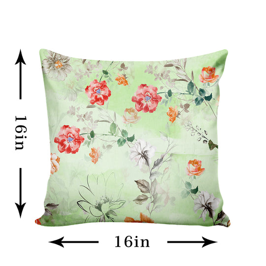 Ultimate Trends Fancy Floral Digital Printed Cushion Cover, 16 Inch X 16 Inch, Set of 5 - Multi Color