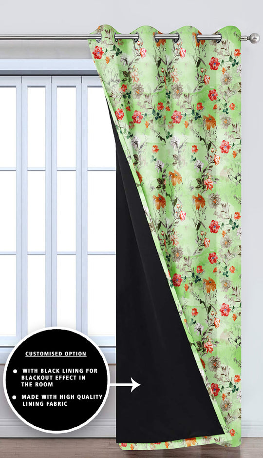 Ultimate Trends Premium Polyester Fancy Floral Curtain For Home Décor Green Color, 1 Piece