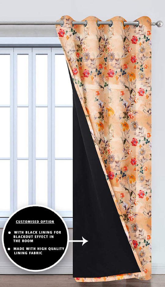 Ultimate Trends Premium Polyester Fancy Floral Curtain For Home Décor Orange Color, 1 Piece