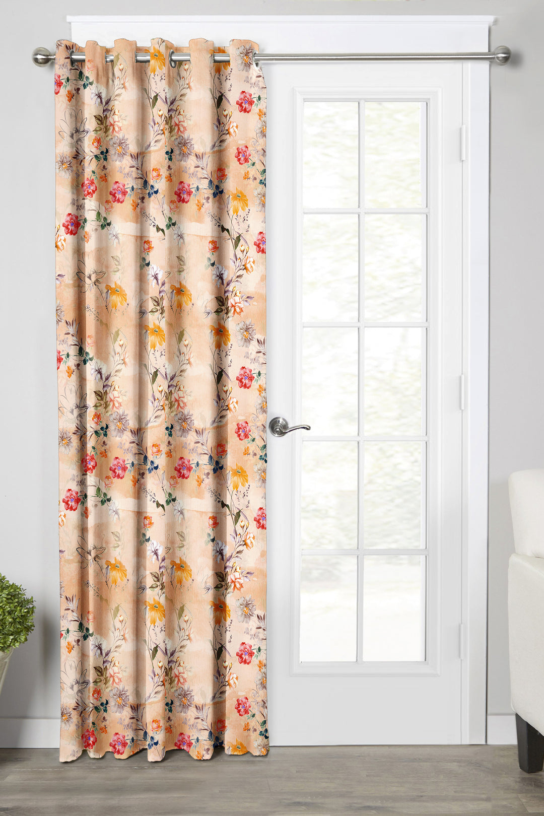 Ultimate Trends Premium Polyester Fancy Floral Curtain For Home Décor Orange Color, 1 Piece