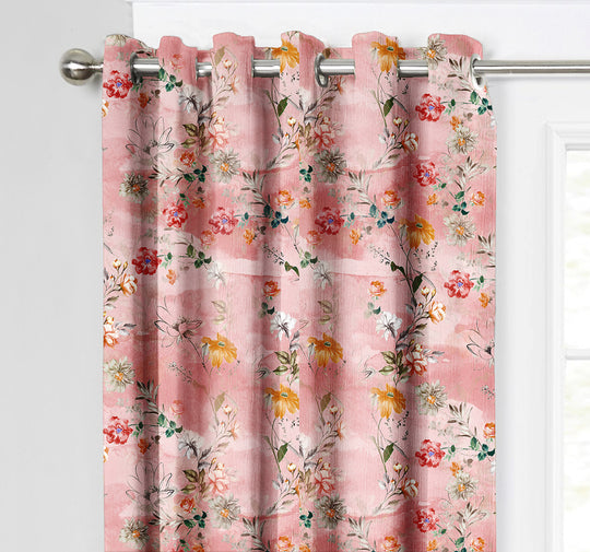 Ultimate Trends ™ Premium Polyester Floral Curtains, Peach, Set of 2