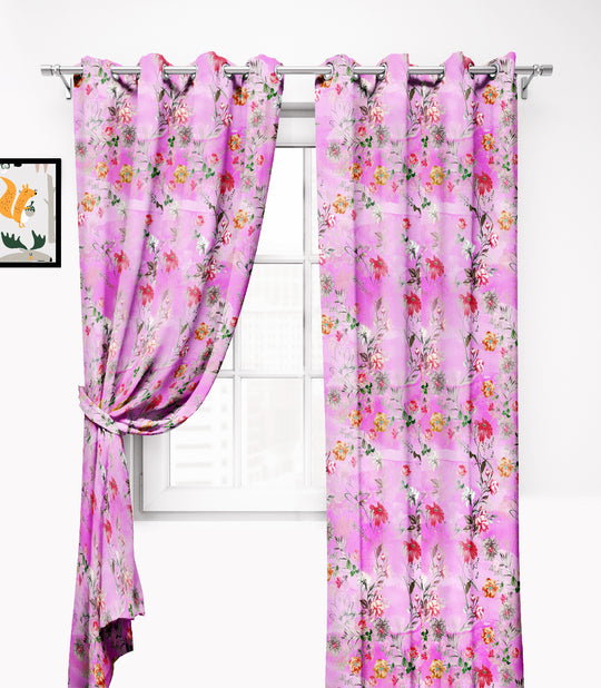 Ultimate Trends Premium Polyester Fancy Floral Curtain For Home Décor Pink Color, 1 Piece