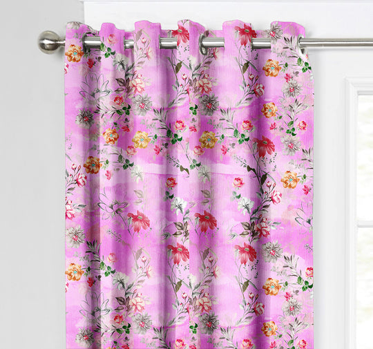 Ultimate Trends Premium Polyester Fancy Floral Curtain For Home Décor Pink Color, 1 Piece