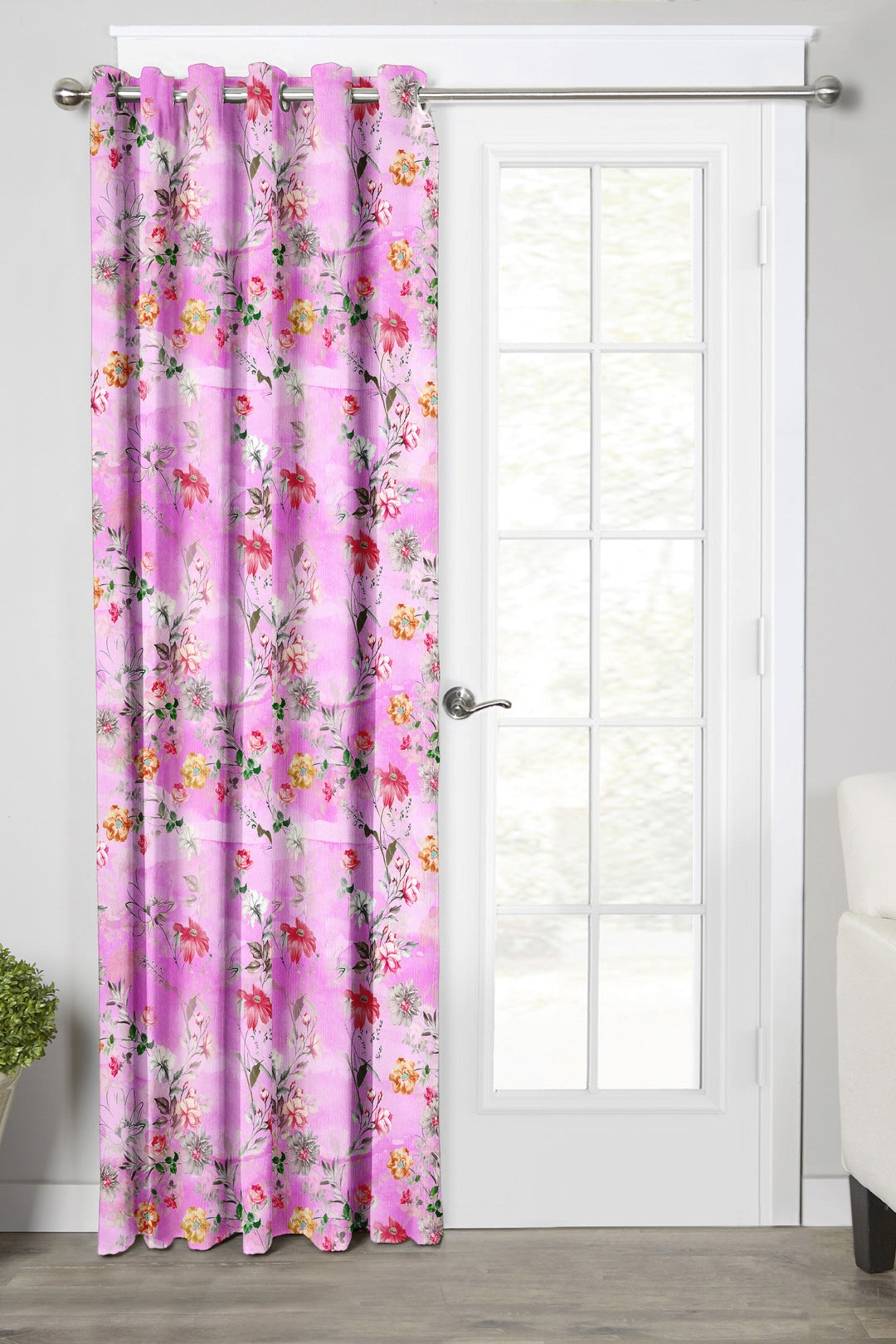 Ultimate Trends Premium Polyester Fancy Floral Curtain For Home Décor Pink Color, 1 Piece