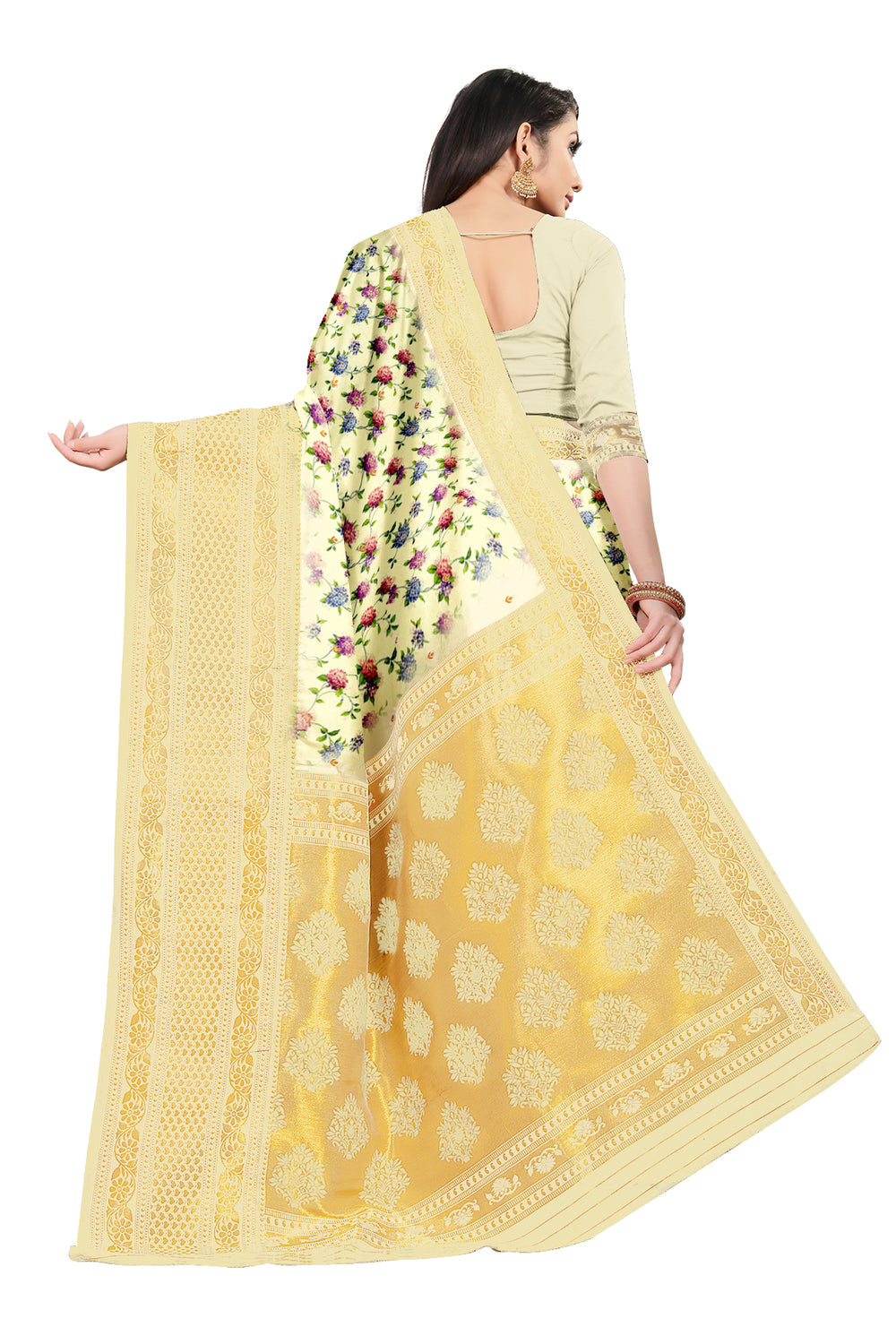 Ultimate Trends Women's Premium Digital Printed Jacquard Saree With Blouse