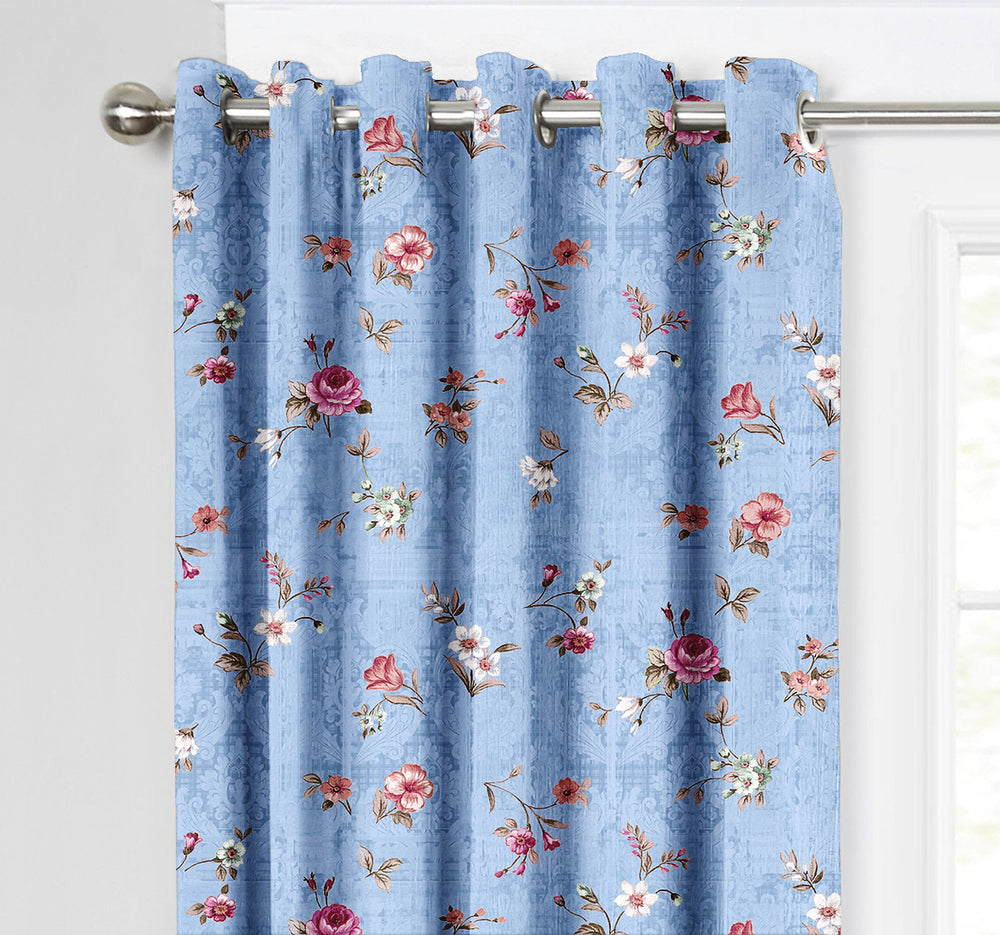 Ultimate Trends Premium Polyester Fancy Floral Curtain For Home Décor Blue Color, 1 Piece