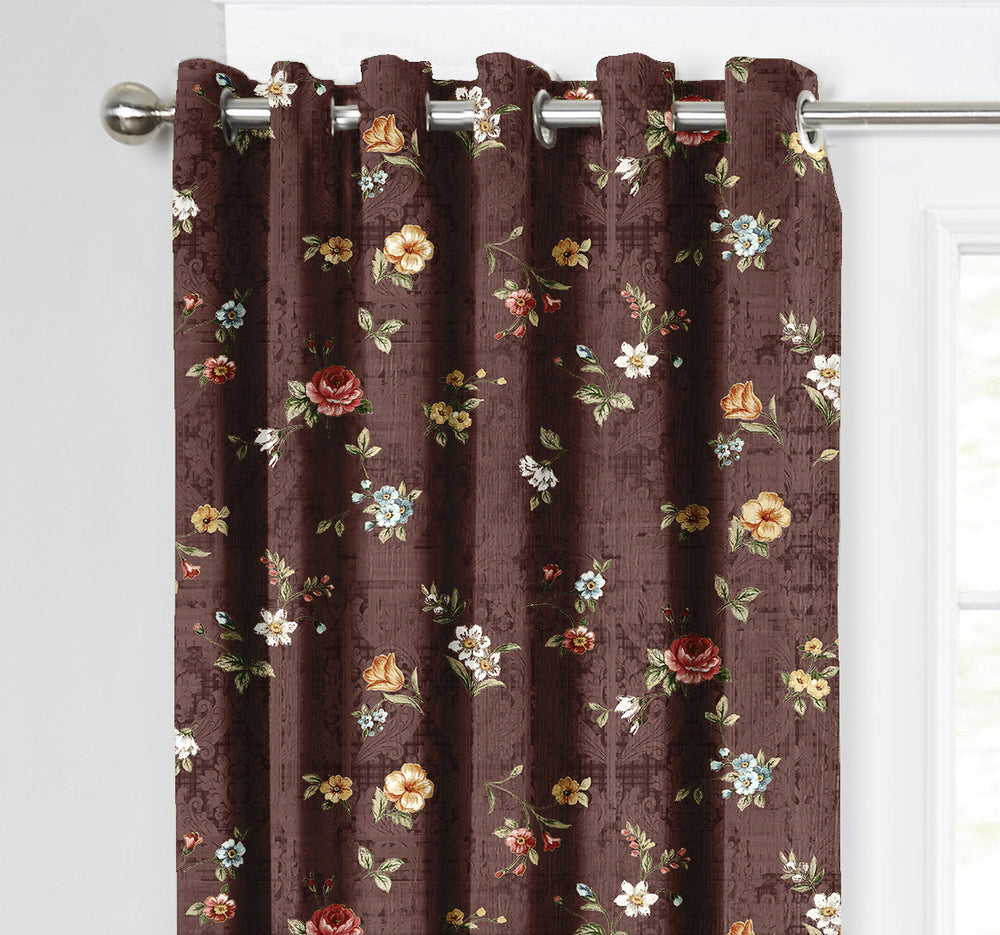 Ultimate Trends Premium Polyester Fancy Floral Curtain For Home Décor Coffee Color, 1 Piece