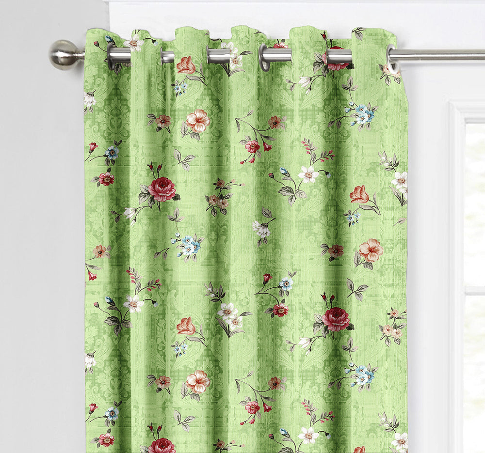 Ultimate Trends Premium Polyester Fancy Floral Curtain For Home Décor Green Color, 1 Piece