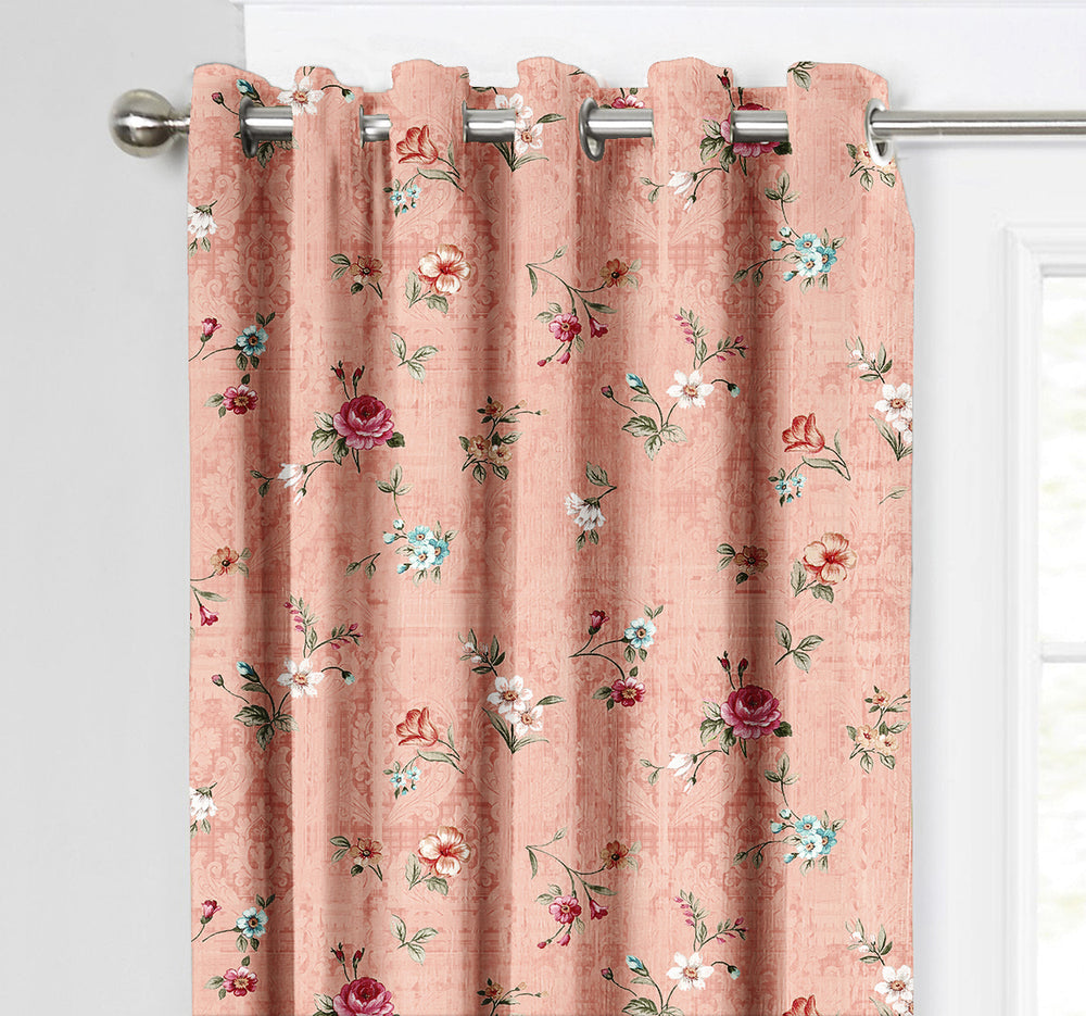 Ultimate Trends Premium Polyester Fancy Floral Curtain For Home Décor Peach Color, 1 Piece