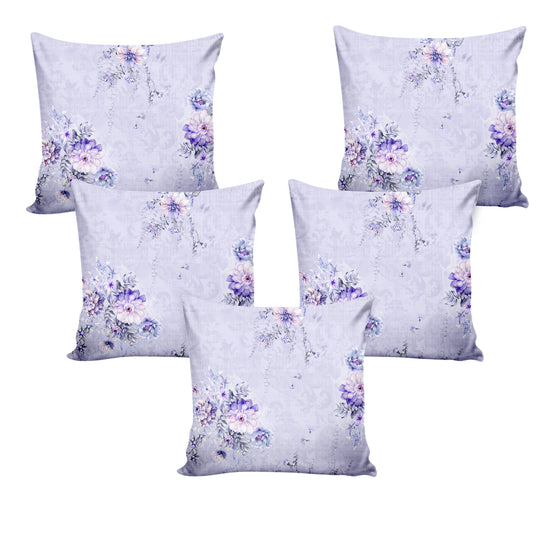 Ultimate Trends ™ Premium Polyester Digital Printed Floral Cushion Cover, Set of 5