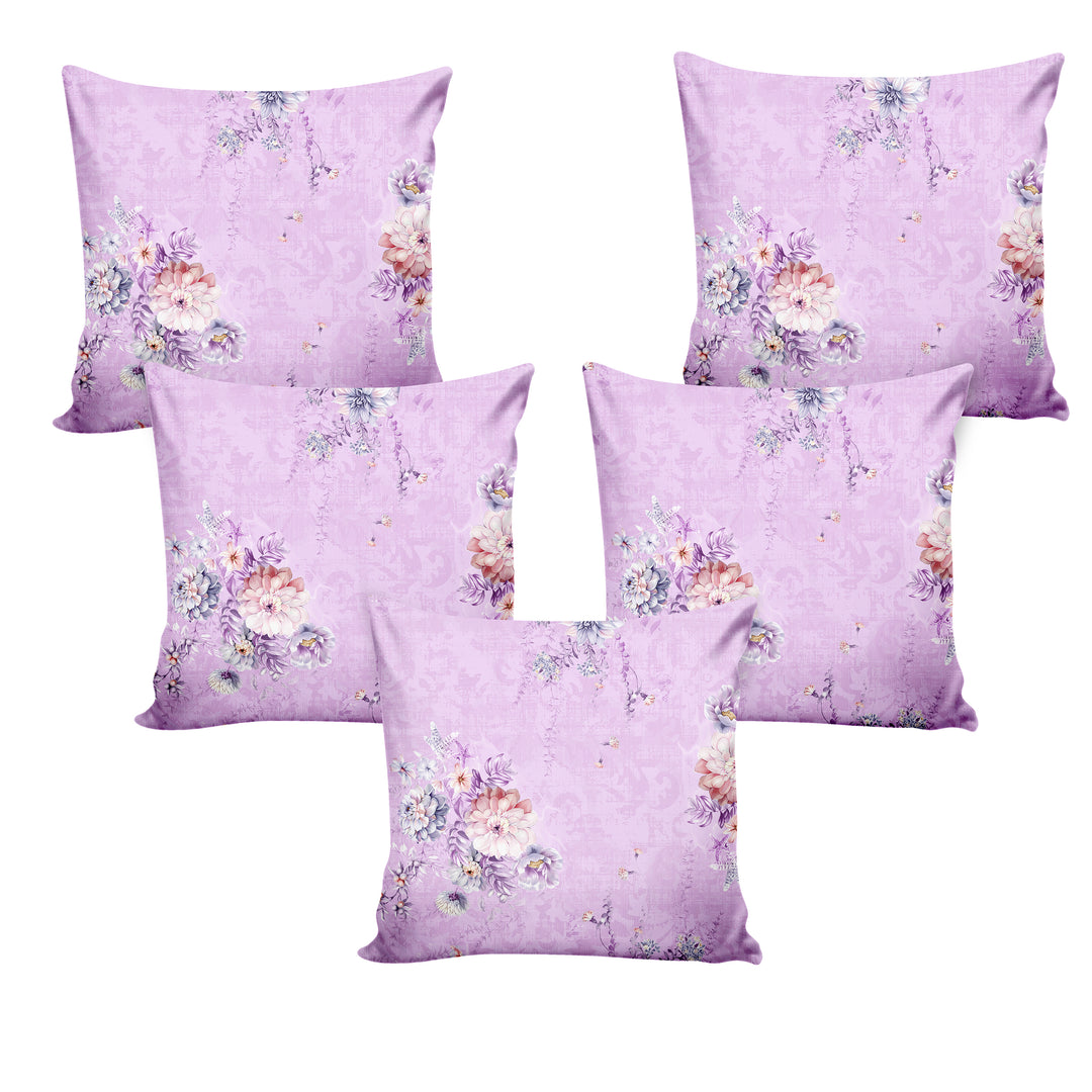 Ultimate Trends ™ Premium Polyester Digital Printed Floral Cushion Cover, Set of 5