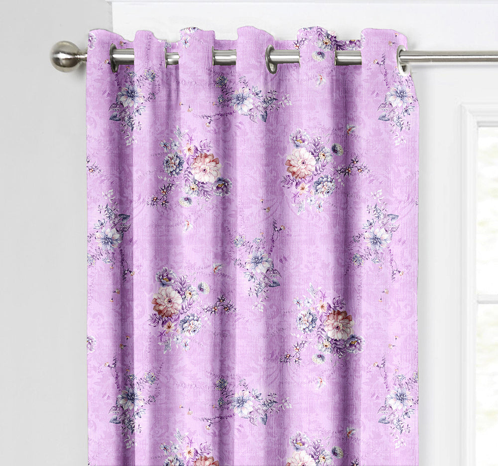 Ultimate Trends Premium Polyester Fancy Floral Curtain For Home Décor Lavender Color, 1 Piece