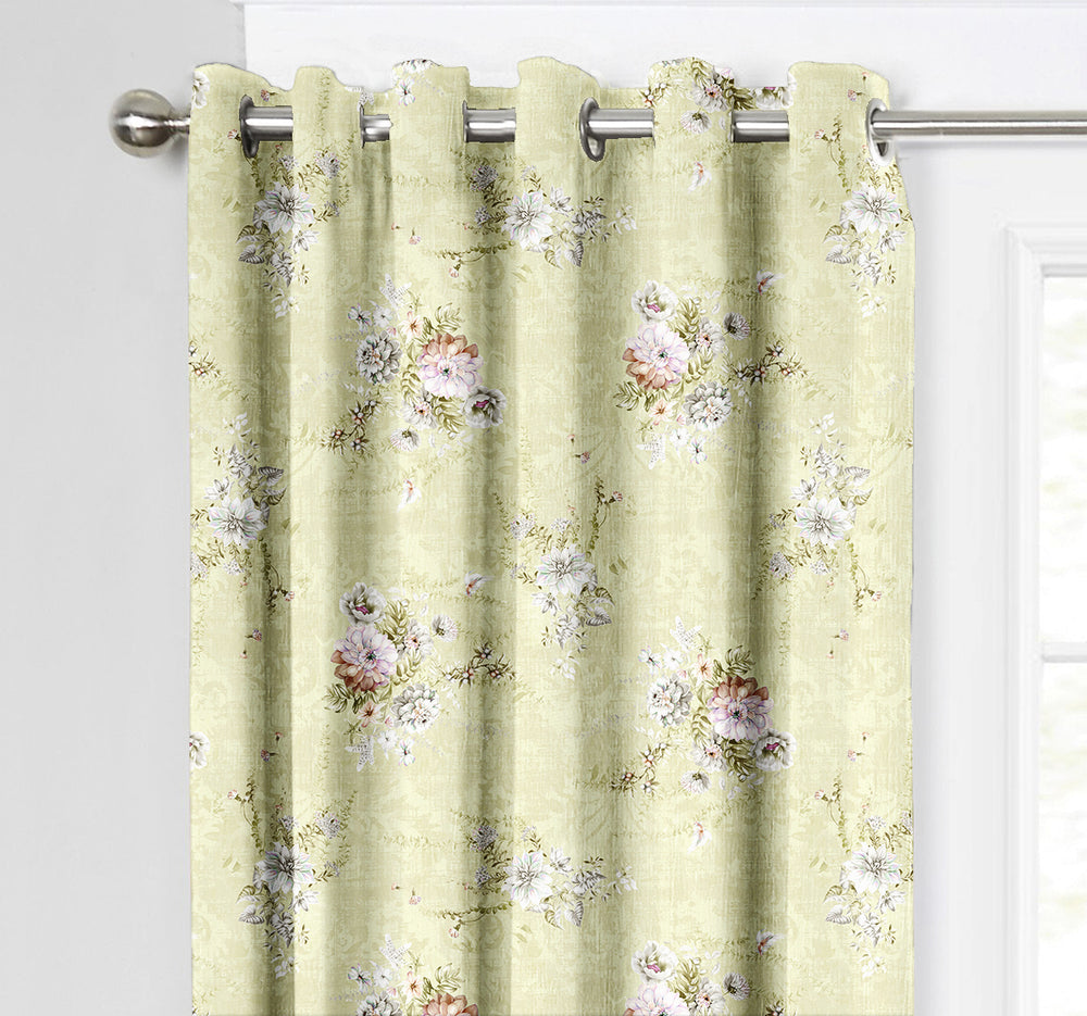 Ultimate Trends Premium Polyester Fancy Floral Curtain For Home Décor Lemon Color, 1 Piece