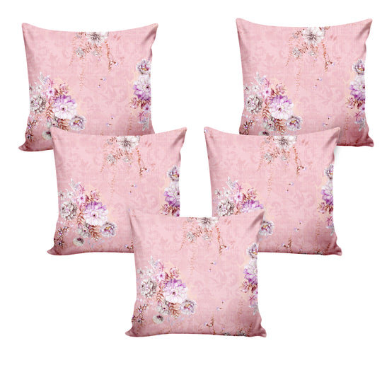 Ultimate Trends ™ Premium Polyester Digital Printed Floral Cushion Cover, Set of 5