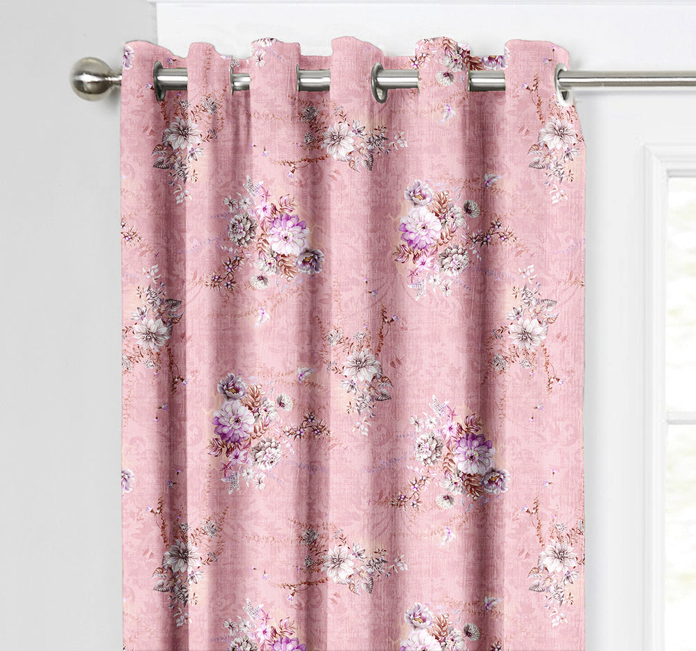 Ultimate Trends Premium Polyester Fancy Floral Curtain For Home Décor Peach Color, 1 Piece