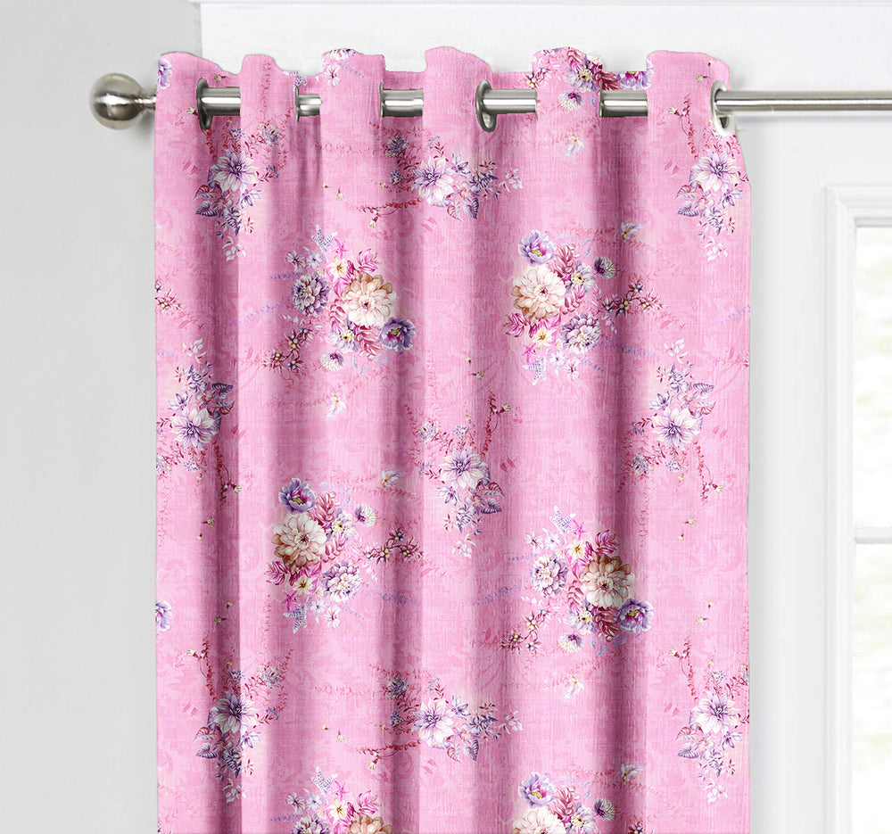 Ultimate Trends Premium Polyester Fancy Floral Curtain For Home Décor Pink Color, 1 Piece