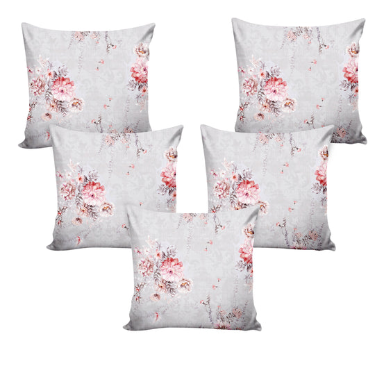 Ultimate Trends ™ Premium Polyester Digital Printed Floral Cushion Cover, Set of 5